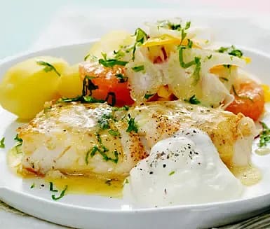 Halstrad torsk med grape- och fänkålssallad