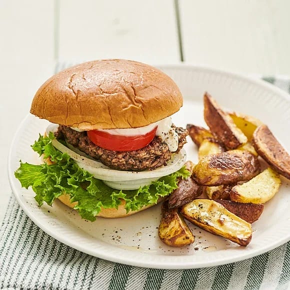 Hamburgare med rostad potatis
