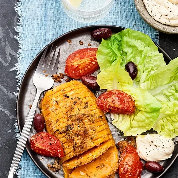 Hasselbackspumpa med rostad vitlökskräm