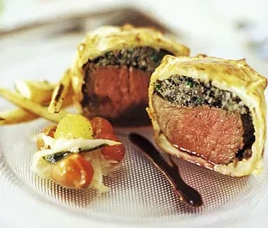 Inbakad oxfilé - portionsbitar