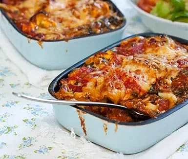 Italiensk pastagratäng med ricotta och spenat