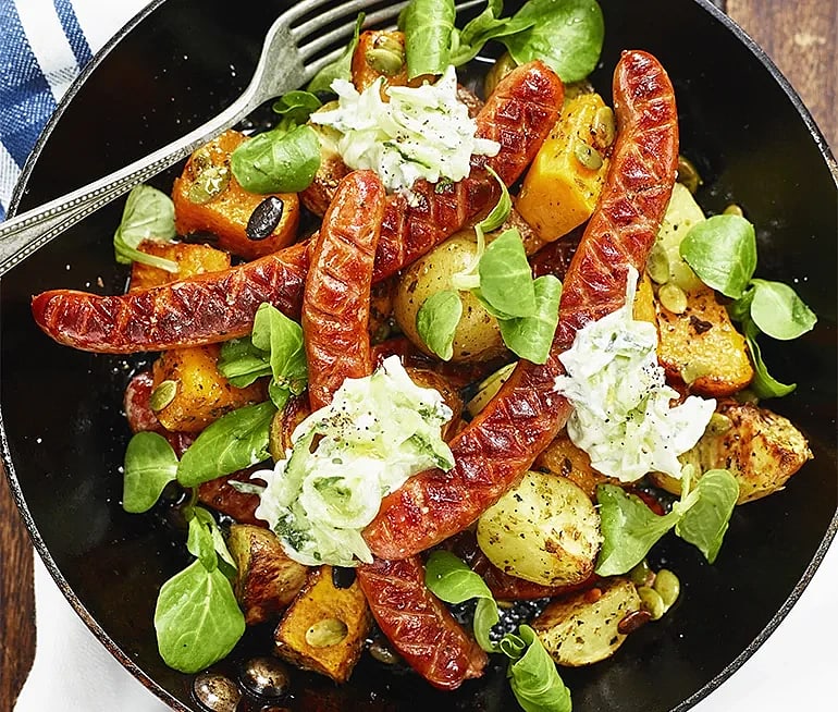 Kabanoss med rostad pumpa och tzatziki