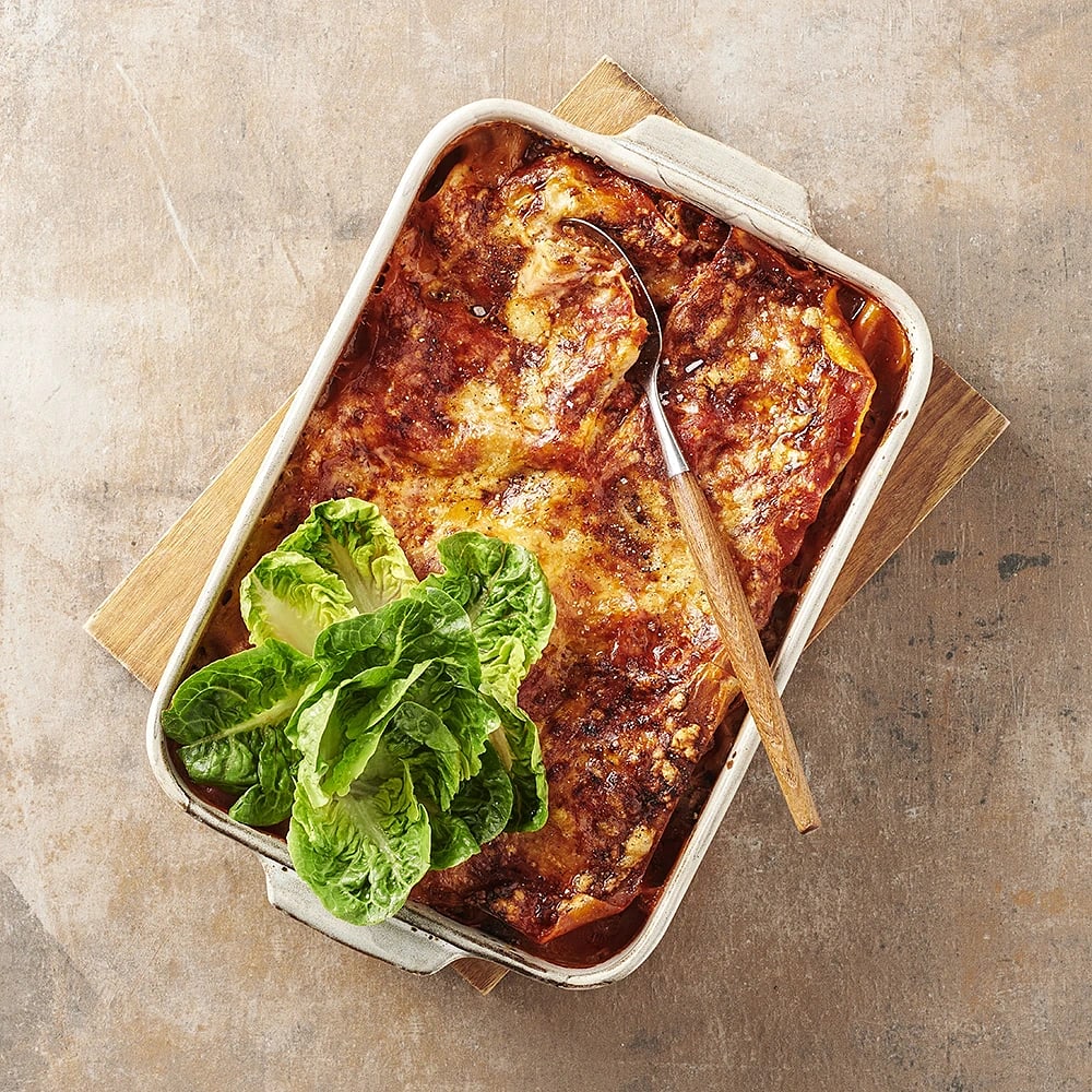 Kalkonfärslasagne med hjärtsallad