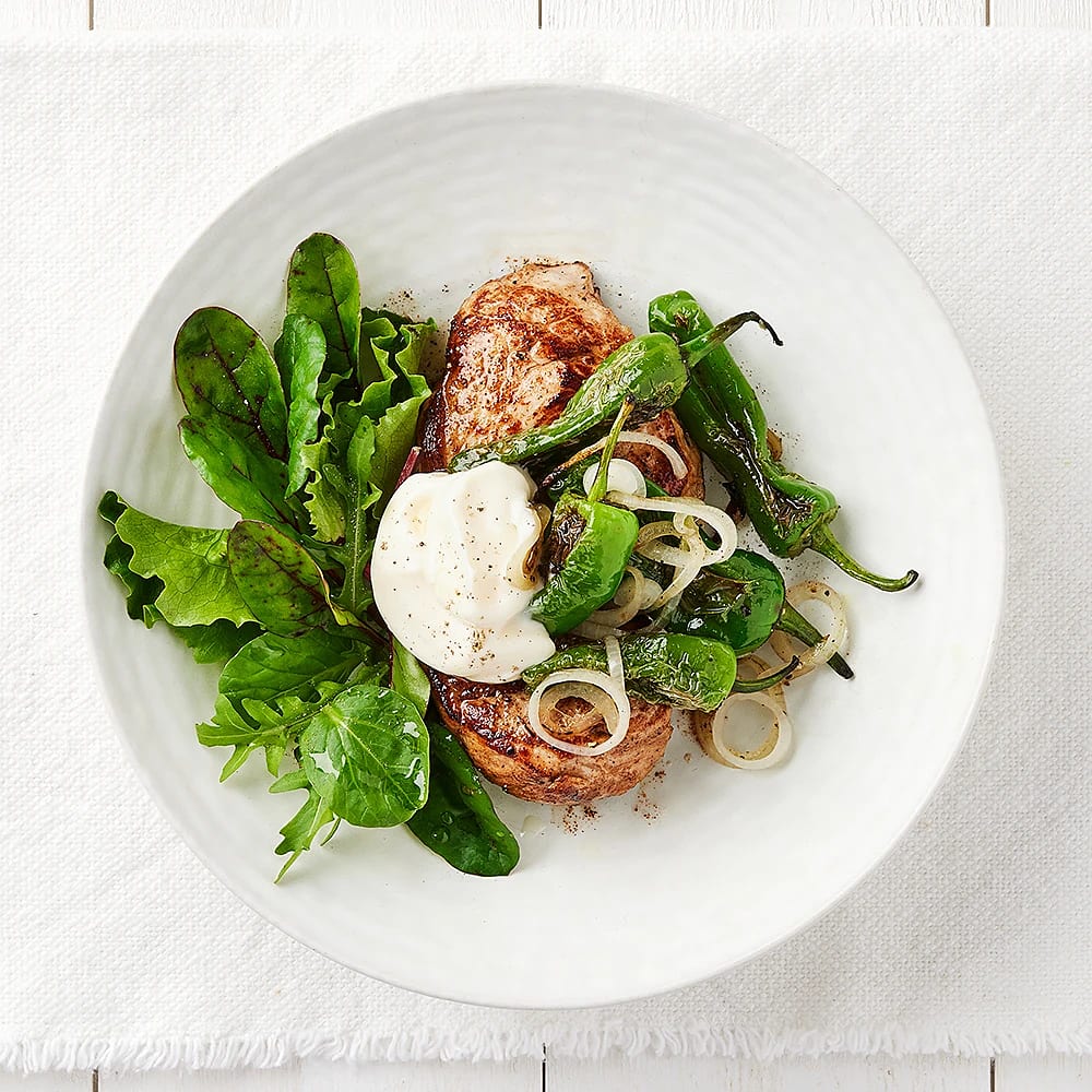 Kotlett med rostade pimiento de padron