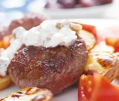 Köttfärsbiffar med olivröra