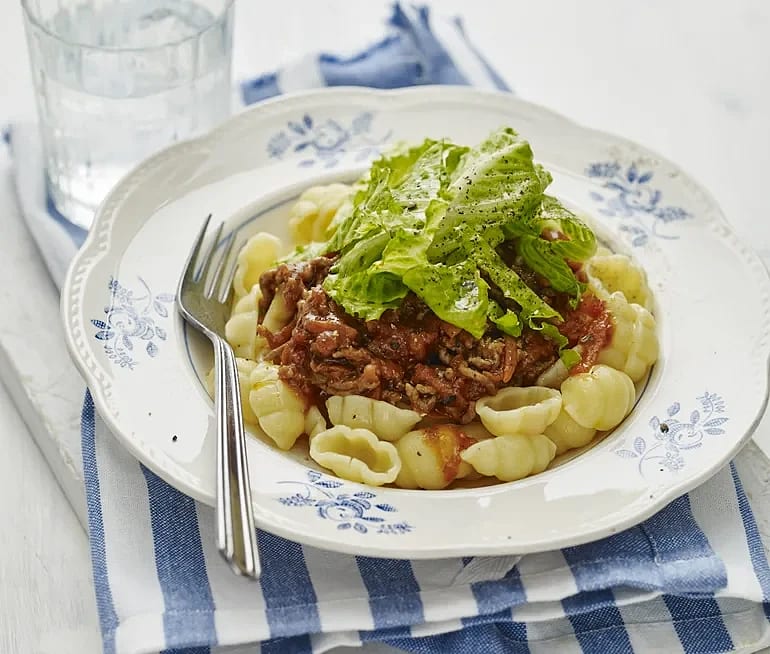 Köttfärssås med gnocchi
