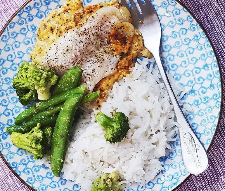 Krämig fisk med pestogrönt