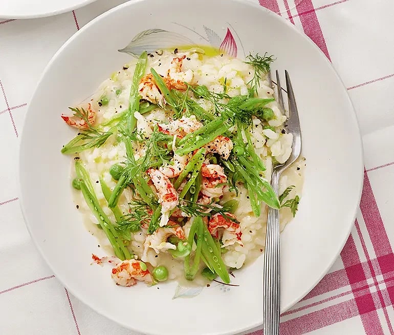 Krämig risotto med kräftsallad