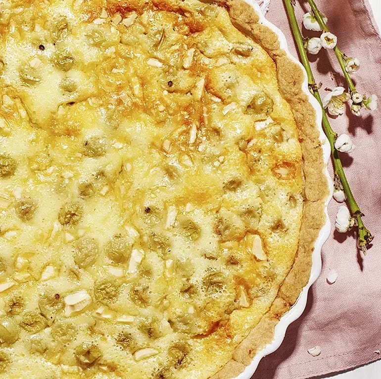 Krusbärspaj med vit choklad