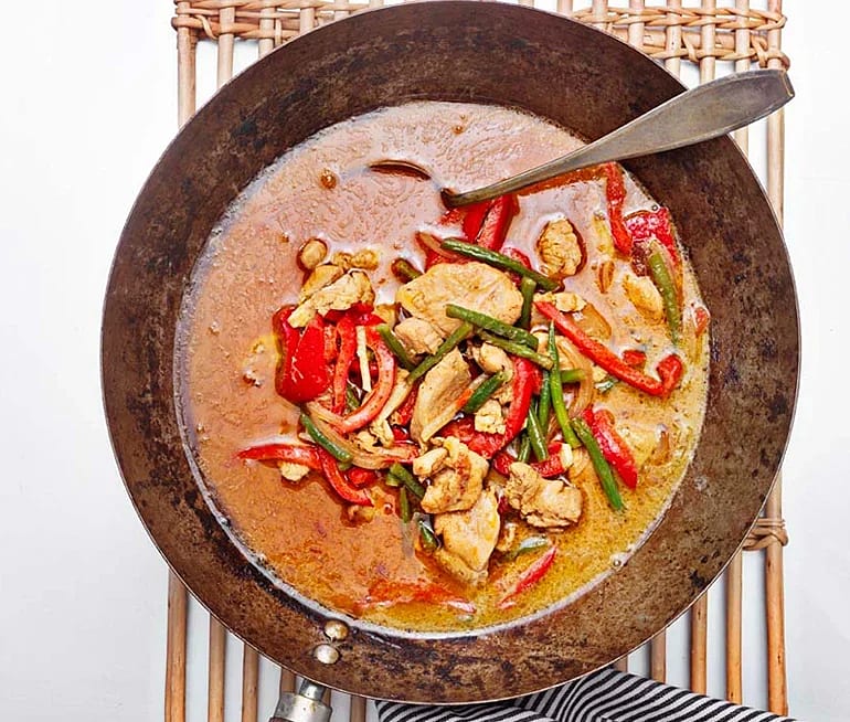 Kyckling i grön curry med ris