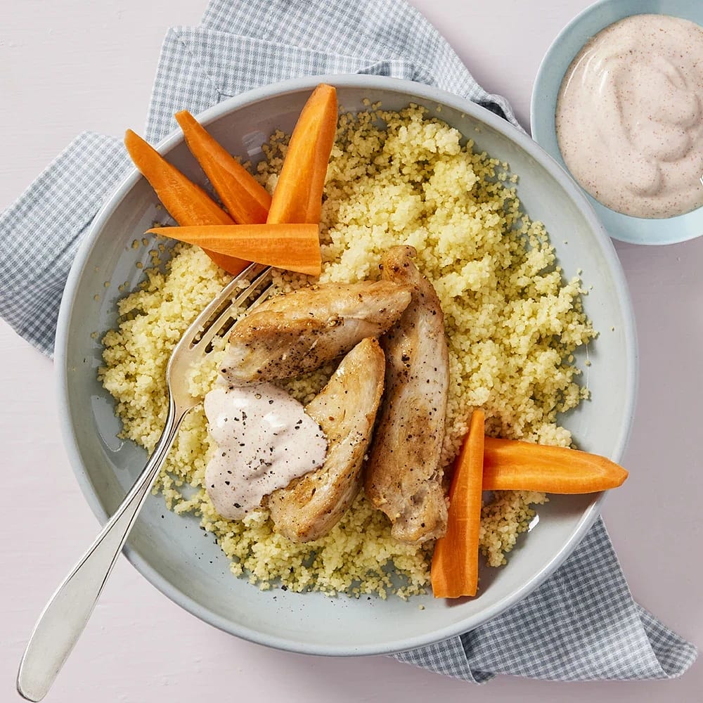 Kyckling med couscous och tandooriyoghurt