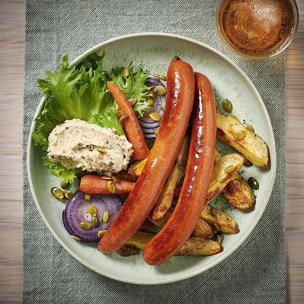 Kycklingchoritzo med basilikahummus
