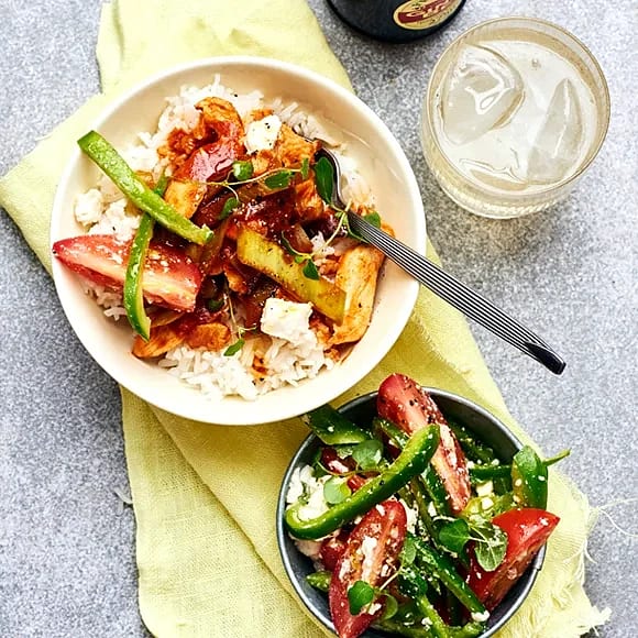 Kycklinggyros med fetaost och tomat