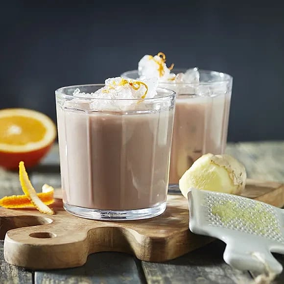 Laktosfri chokladmjölk med ingefära och apelsin