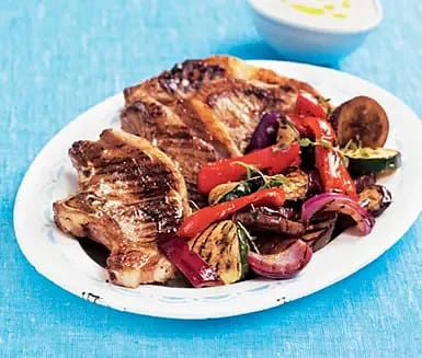 Lammkotletter med grillade grönsaker