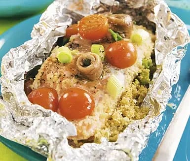 Lax och couscous i paket
