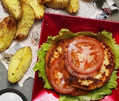 Laxburgare med rostad potatis