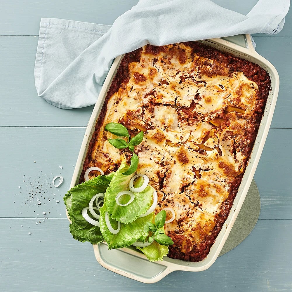 Linslasagne med paprika och mozzarella