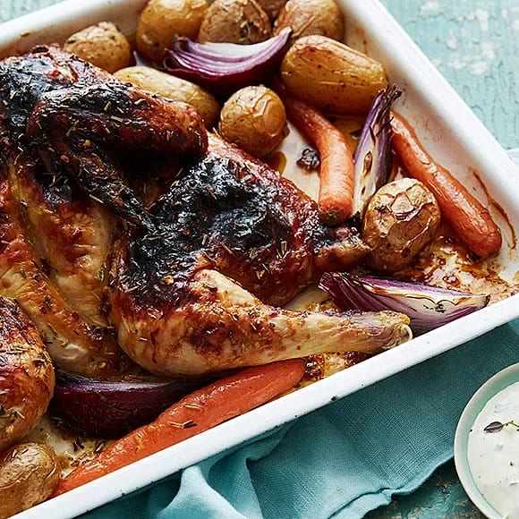 Majskyckling med honung och örter