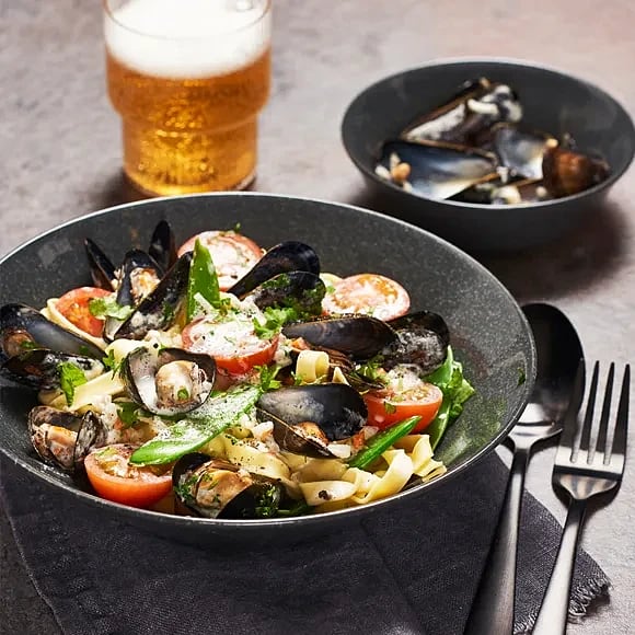 Musselpasta med persilja