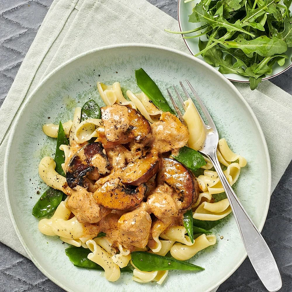 Pasta med kyckling och portabello
