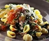 Pastasnäckor med ruccola och tomat