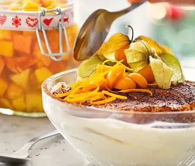 Pepparkakstiramisu med fruktkompott