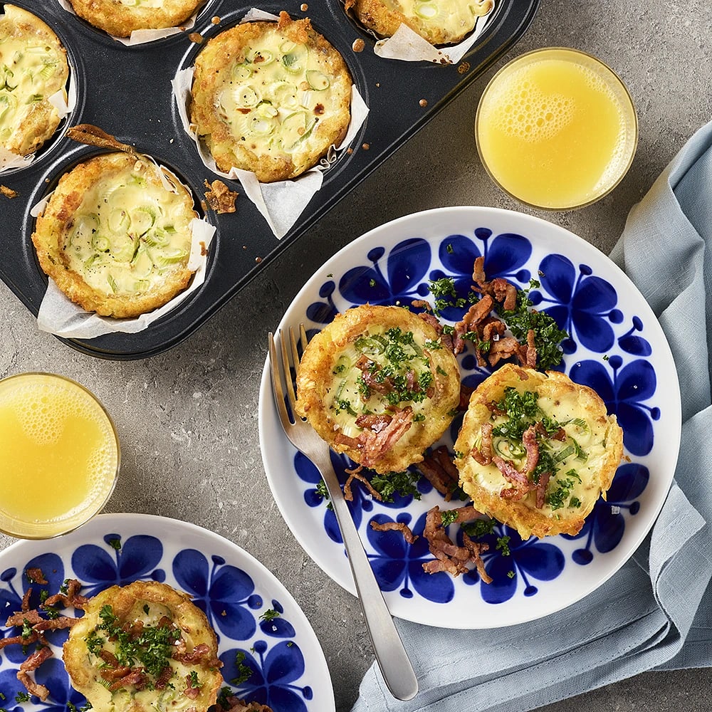 Potatismuffins med bacon och färskost