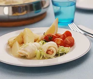 Räkfylld spätta i citronsås