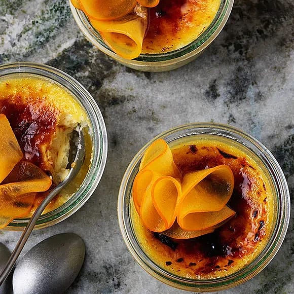 Risgrynsbrûlée med marinerad sharon