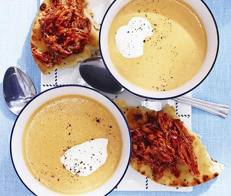 Röd linssoppa med pulled pork