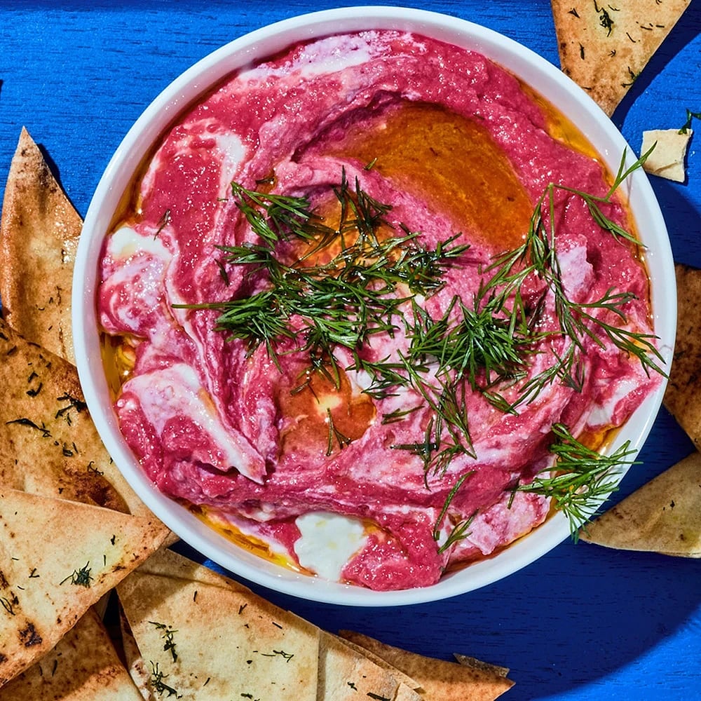 Rödbetshummus med libachips