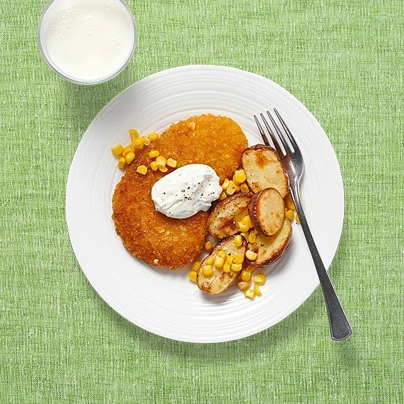 Rostad potatis och schnitzel