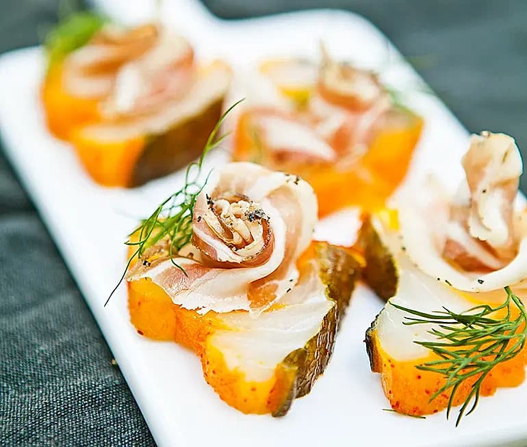 Saffransgravad torskrygg med pancetta
