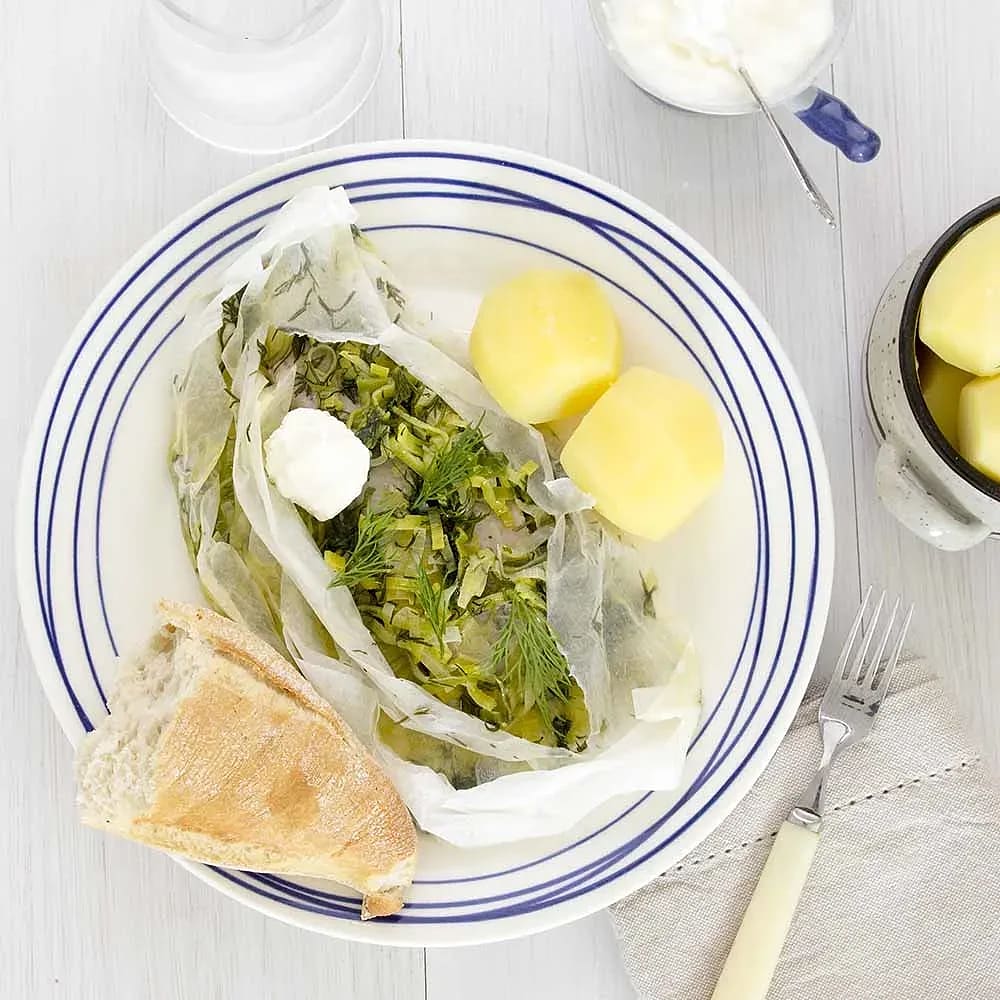 Sill i kapprock med purjo och dill