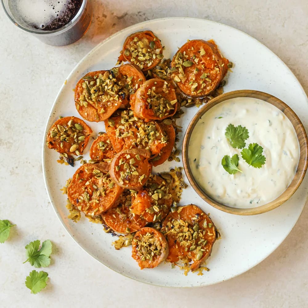 Smashed sötpotatis med parmesan