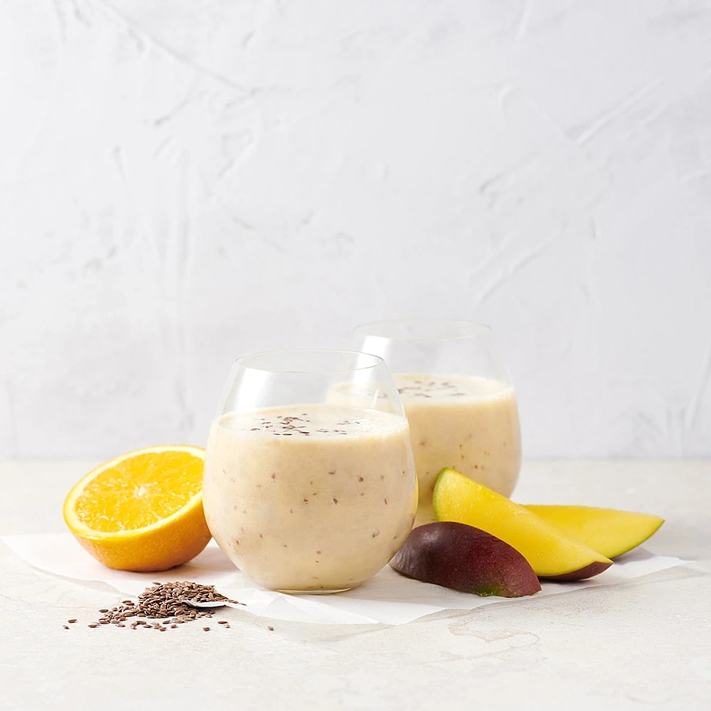 Smoothie med apelsin, mango och linfrö