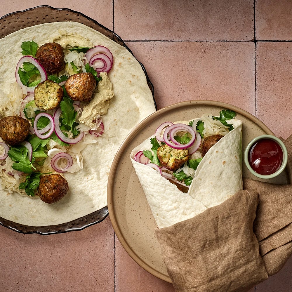 Snabblagad falafelrulle