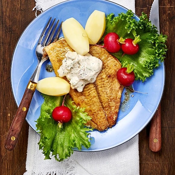 Spätta meunière med gubbröra