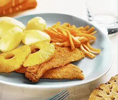 Spättafilé med stekta ananasringar