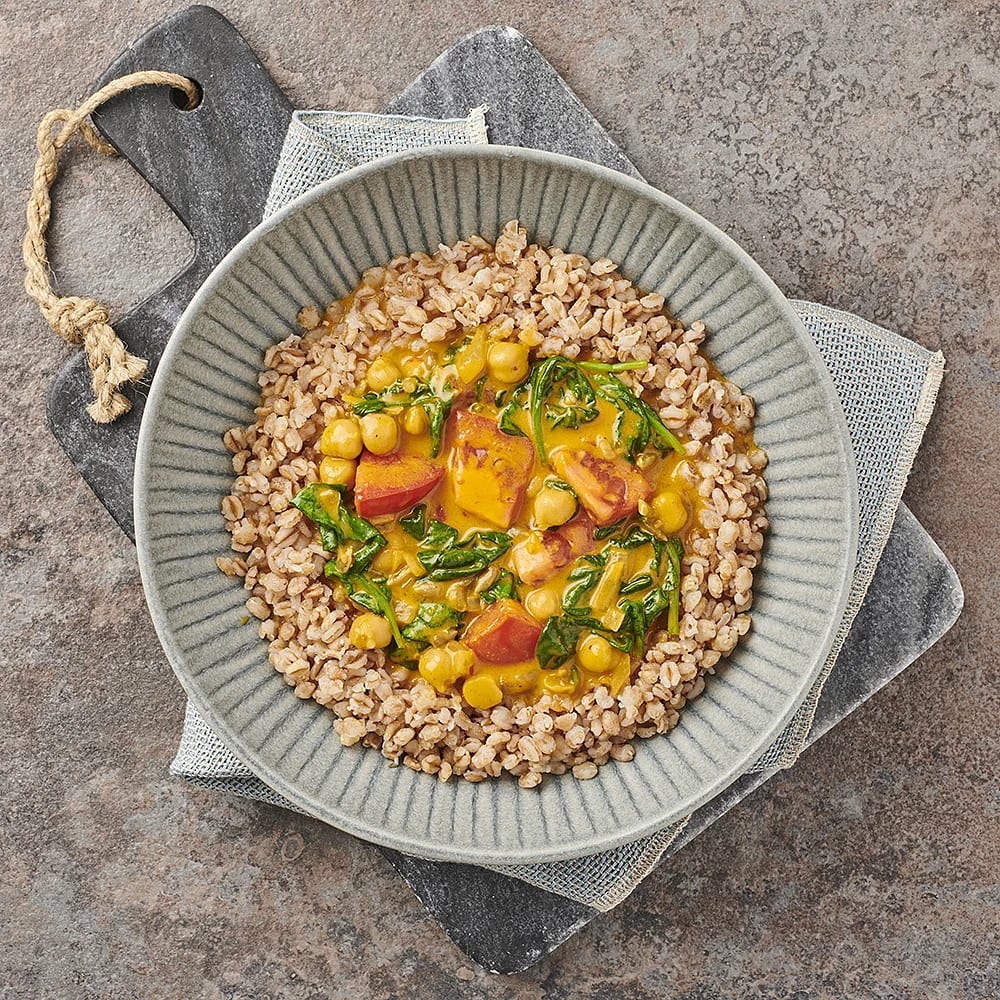 Spenatcurry med kikärtor