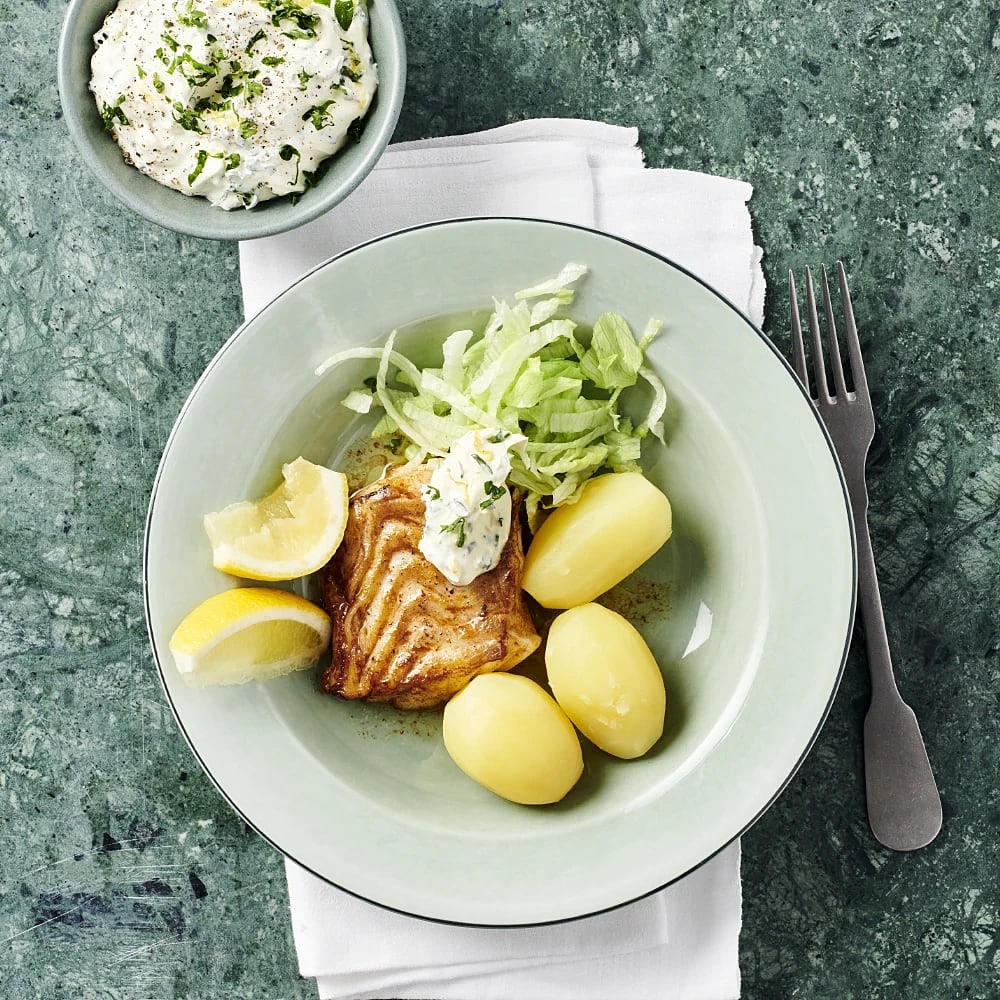 Stekt torsk med citronsås