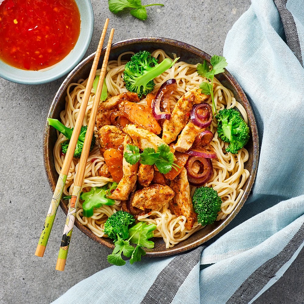 Thaiwok med kyckling