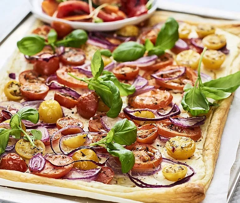 Tomatflarn med citron- och örtricotta