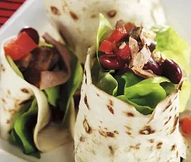Tortillarullar med rökt skinka