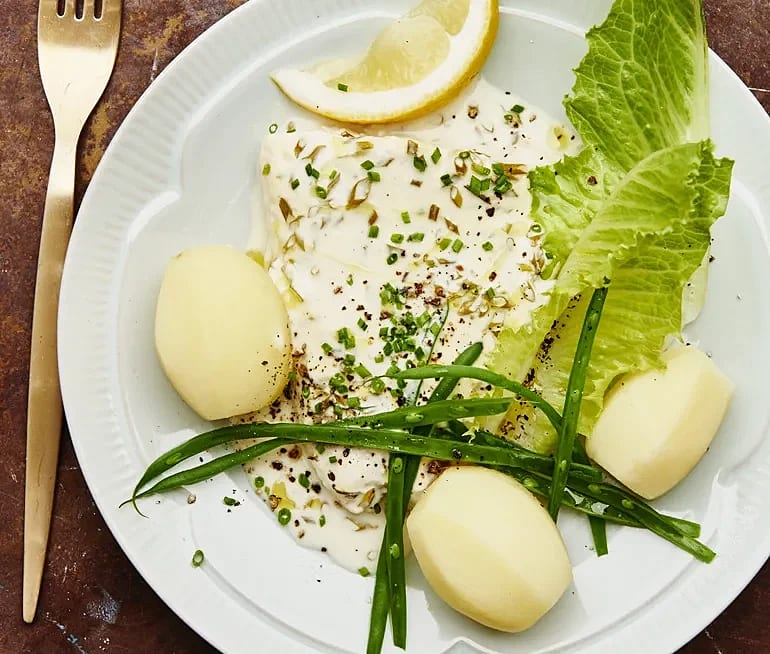 Ugnsbakad gädda med matjessill & dill