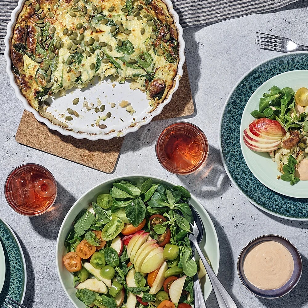 Ugnspannkaka med zucchini och grillost