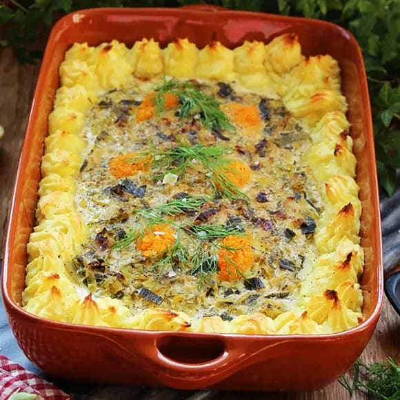 Vegansk fiskgratäng med tofu