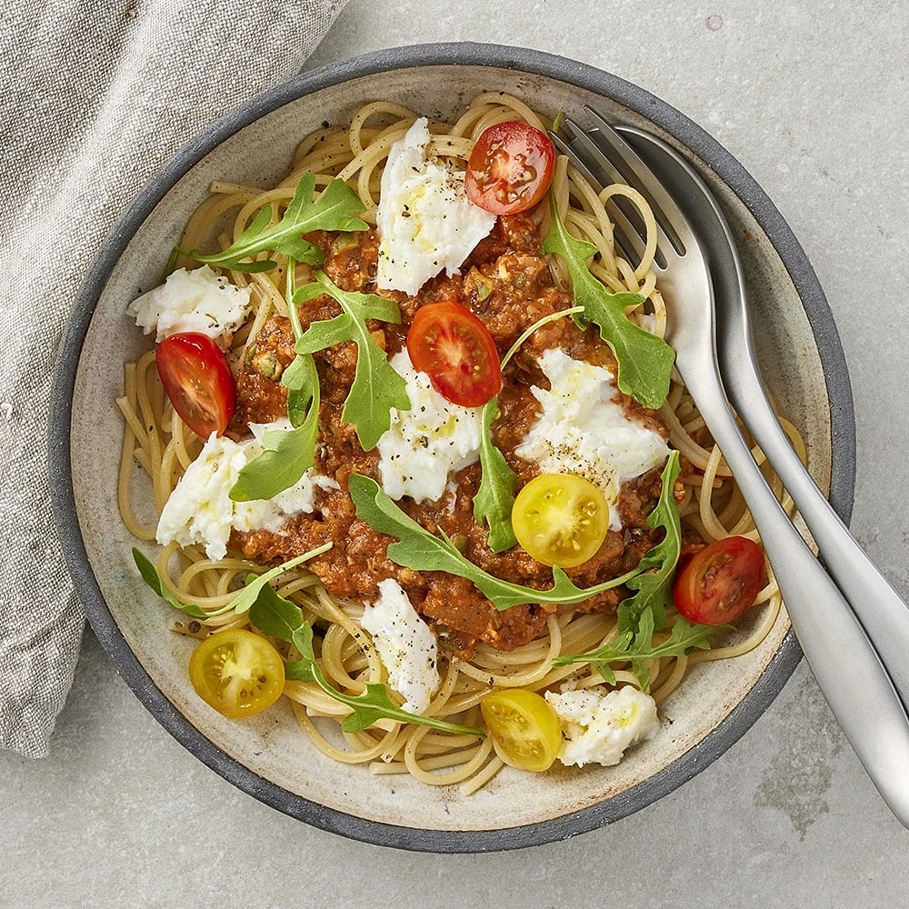 Vego bollo med spaghetti och mozzarella