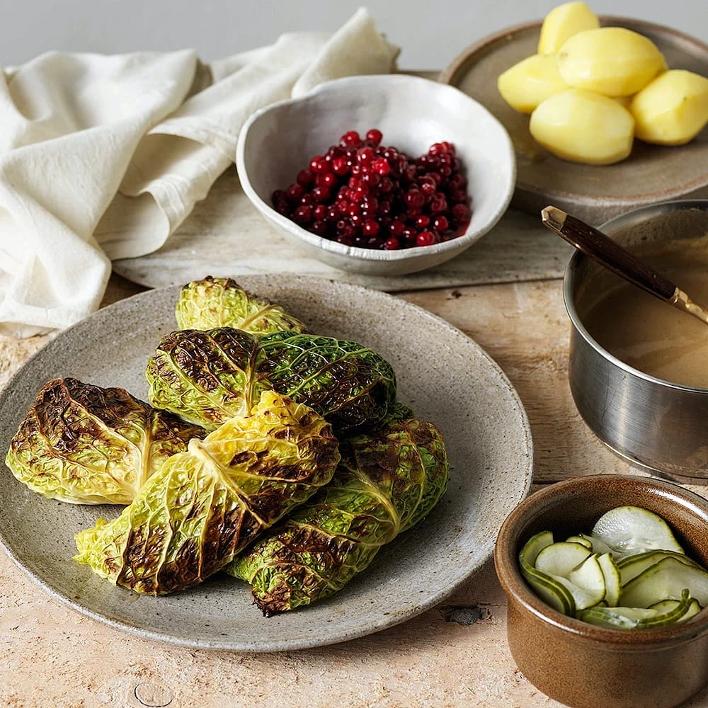Vegokåldolmar med gräddsås